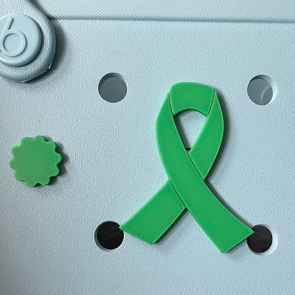 Green Cancer Ribbon Gallbladder Bogg Charm-Cancer Ribbon Bogg Charm-New - Picture 2 of 2